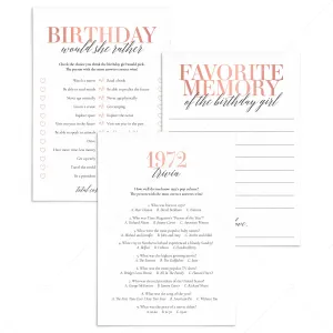 52nd Birthday Games For Women Born in 1972